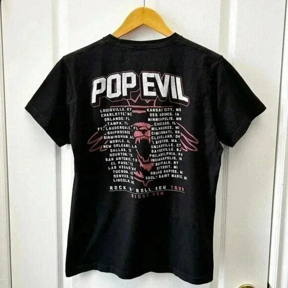 Pop Evil Shirt Mens Graphic Print Band Tee Concert Tour T-Shirt Black Medium - Picture 4 of 14